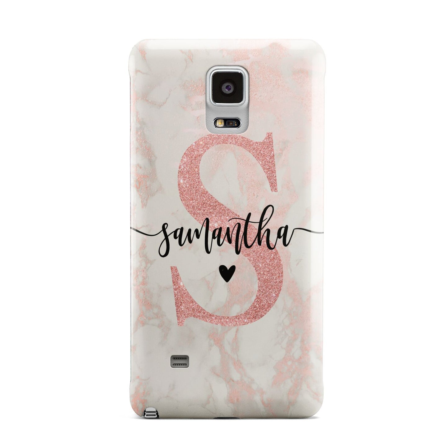 Pink Marble Glitter Monogram Personalised Name Samsung Galaxy Note 4 Case