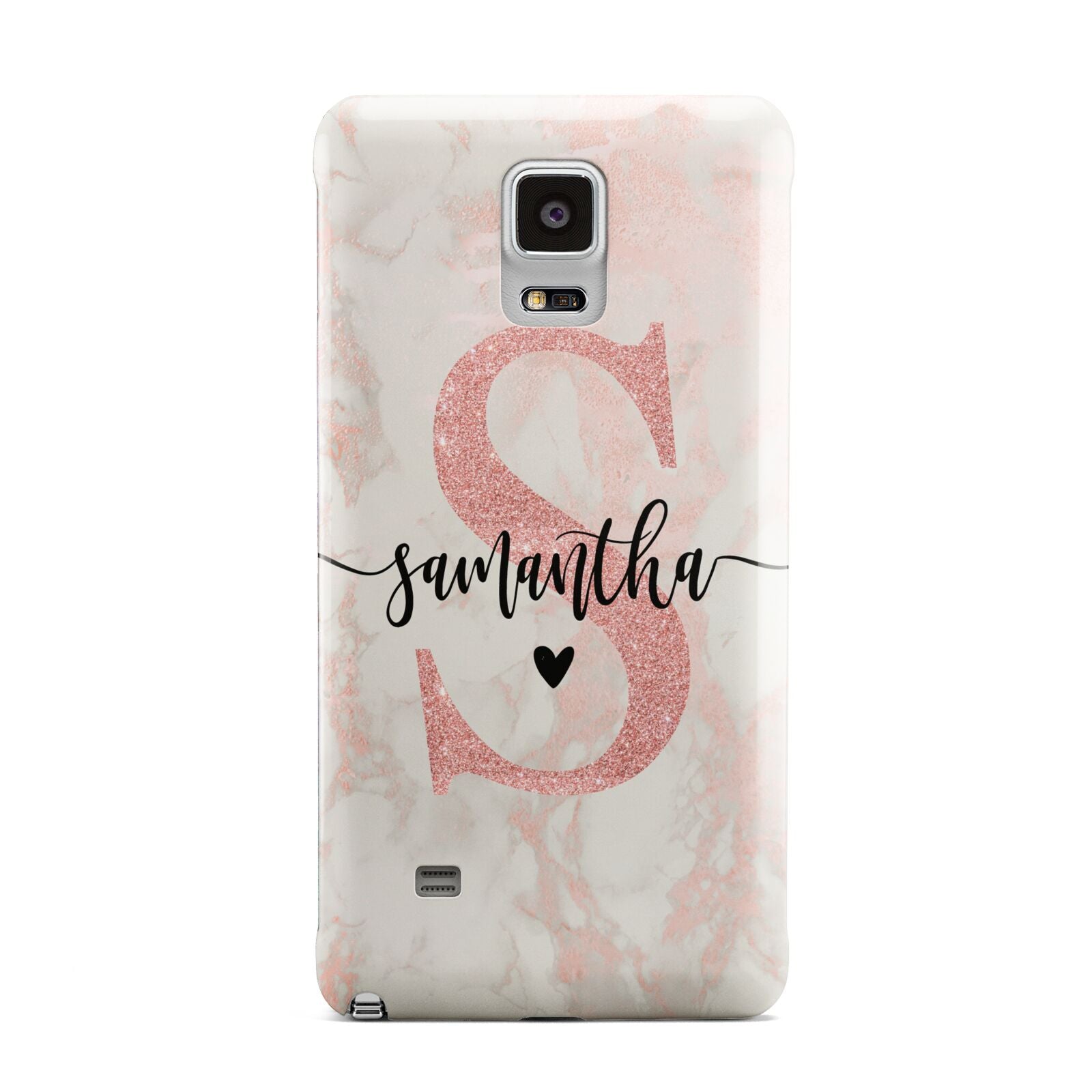 Pink Marble Glitter Monogram Personalised Name Samsung Galaxy Note 4 Case