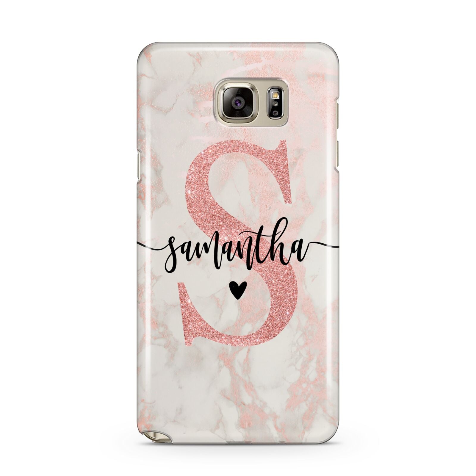 Pink Marble Glitter Monogram Personalised Name Samsung Galaxy Note 5 Case