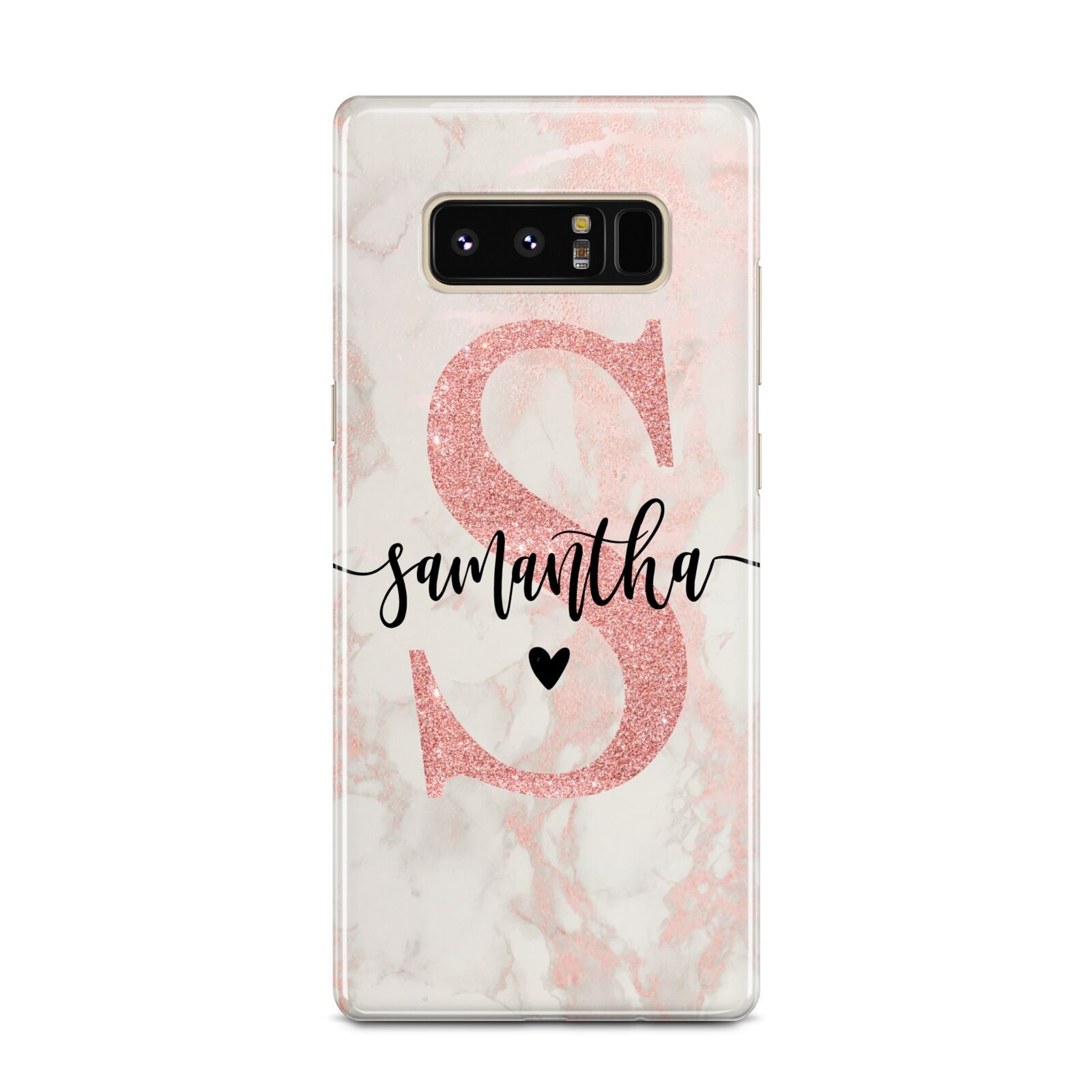 Pink Marble Glitter Monogram Personalised Name Samsung Galaxy Note 8 Case