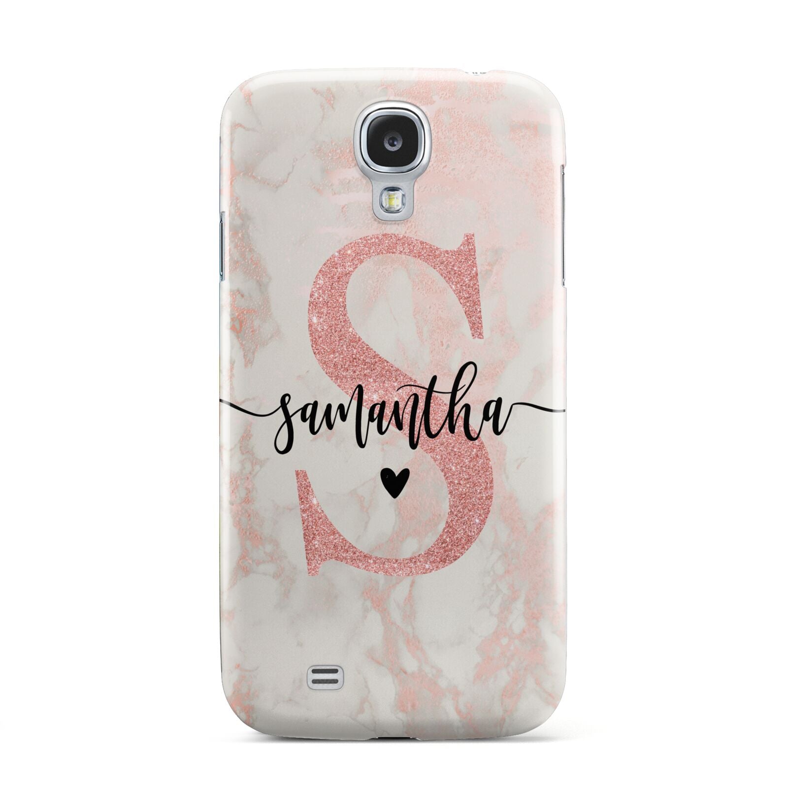 Pink Marble Glitter Monogram Personalised Name Samsung Galaxy S4 Case