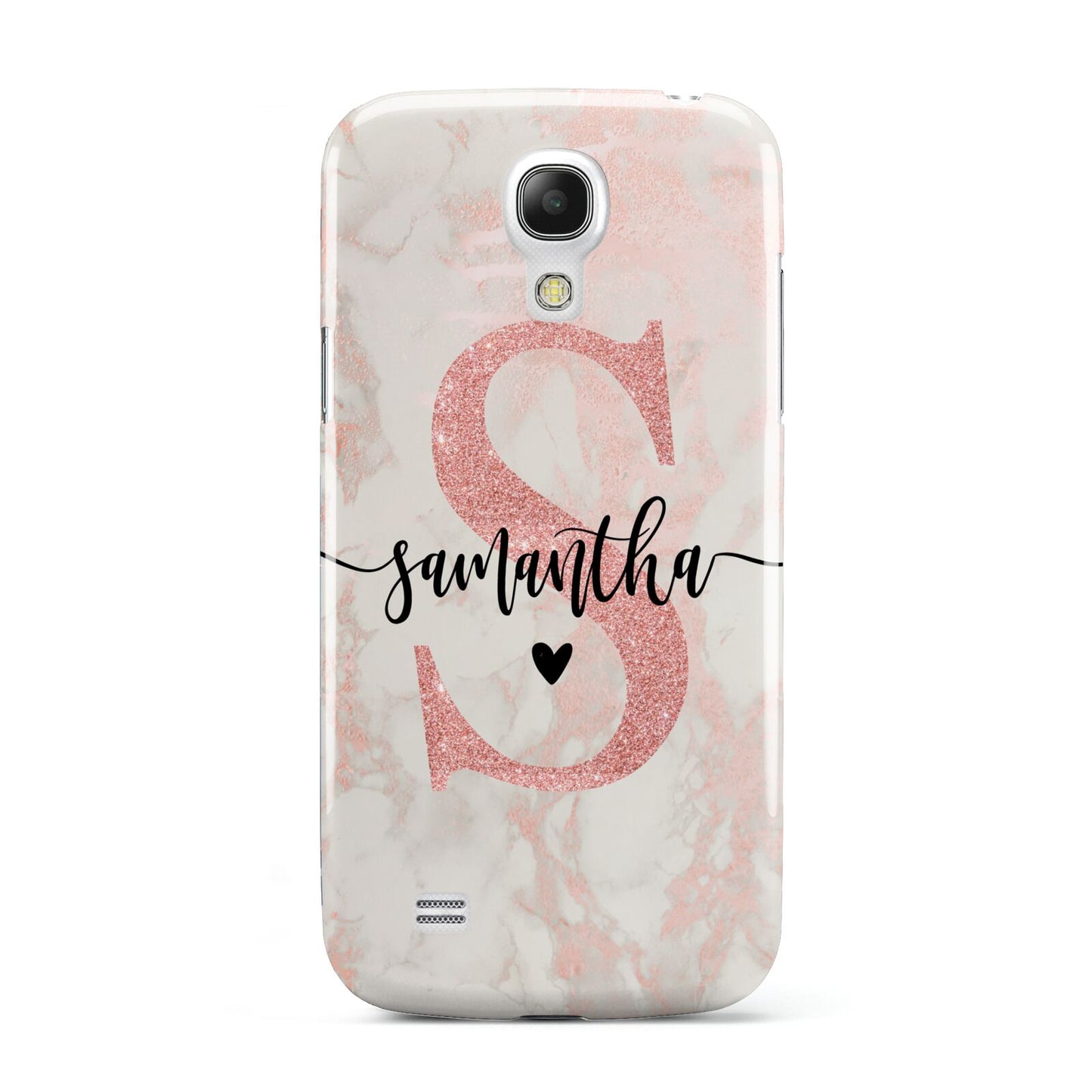 Pink Marble Glitter Monogram Personalised Name Samsung Galaxy S4 Mini Case