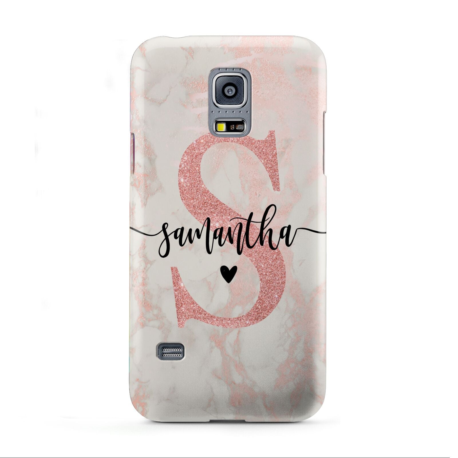 Pink Marble Glitter Monogram Personalised Name Samsung Galaxy S5 Mini Case