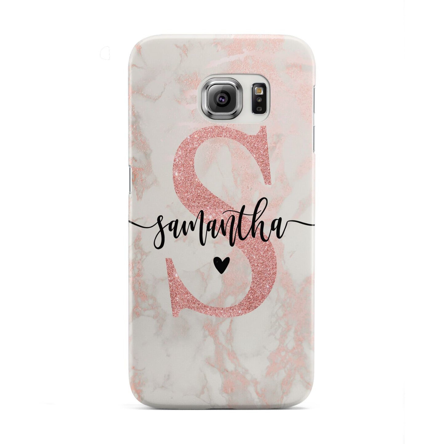 Pink Marble Glitter Monogram Personalised Name Samsung Galaxy S6 Edge Case