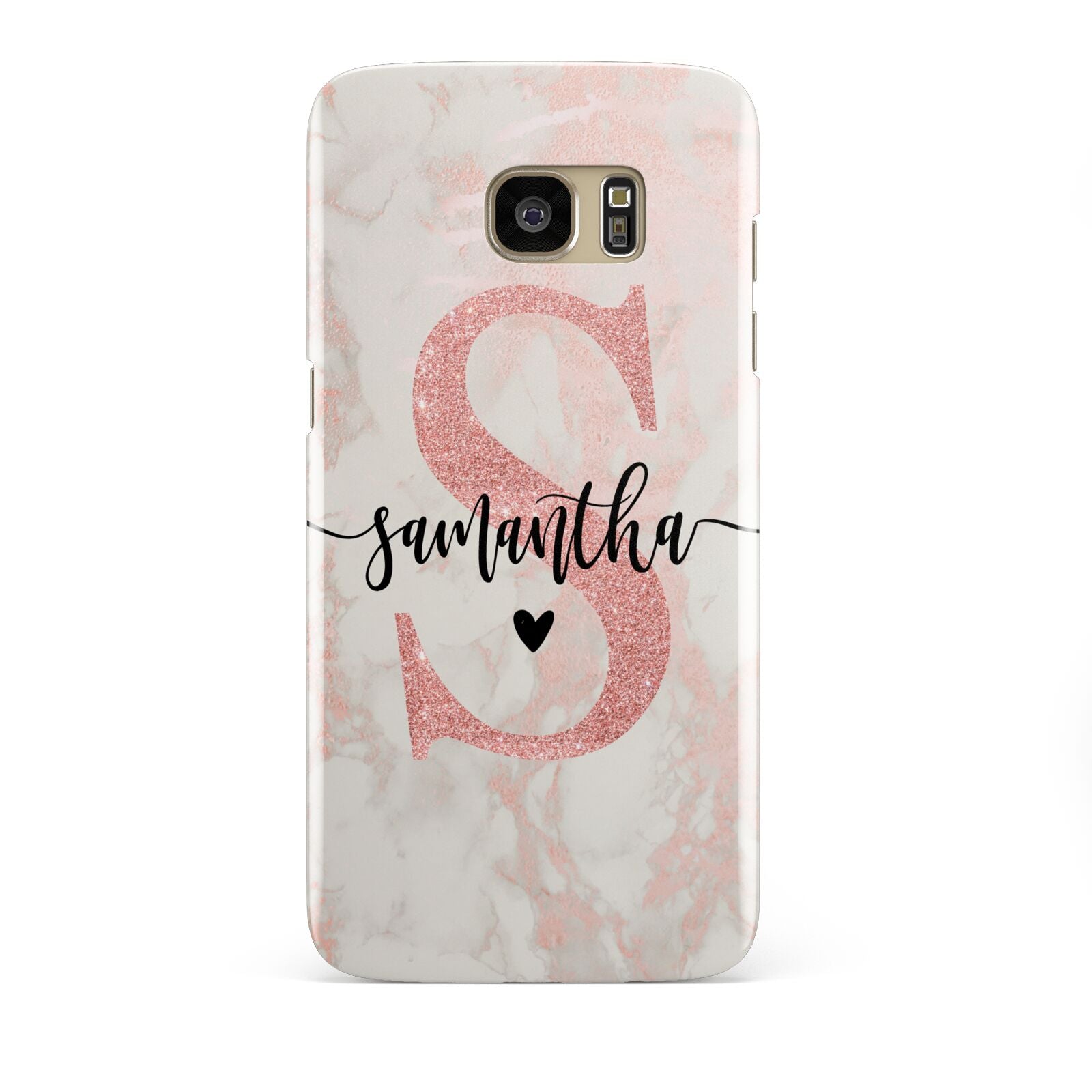 Pink Marble Glitter Monogram Personalised Name Samsung Galaxy S7 Edge Case