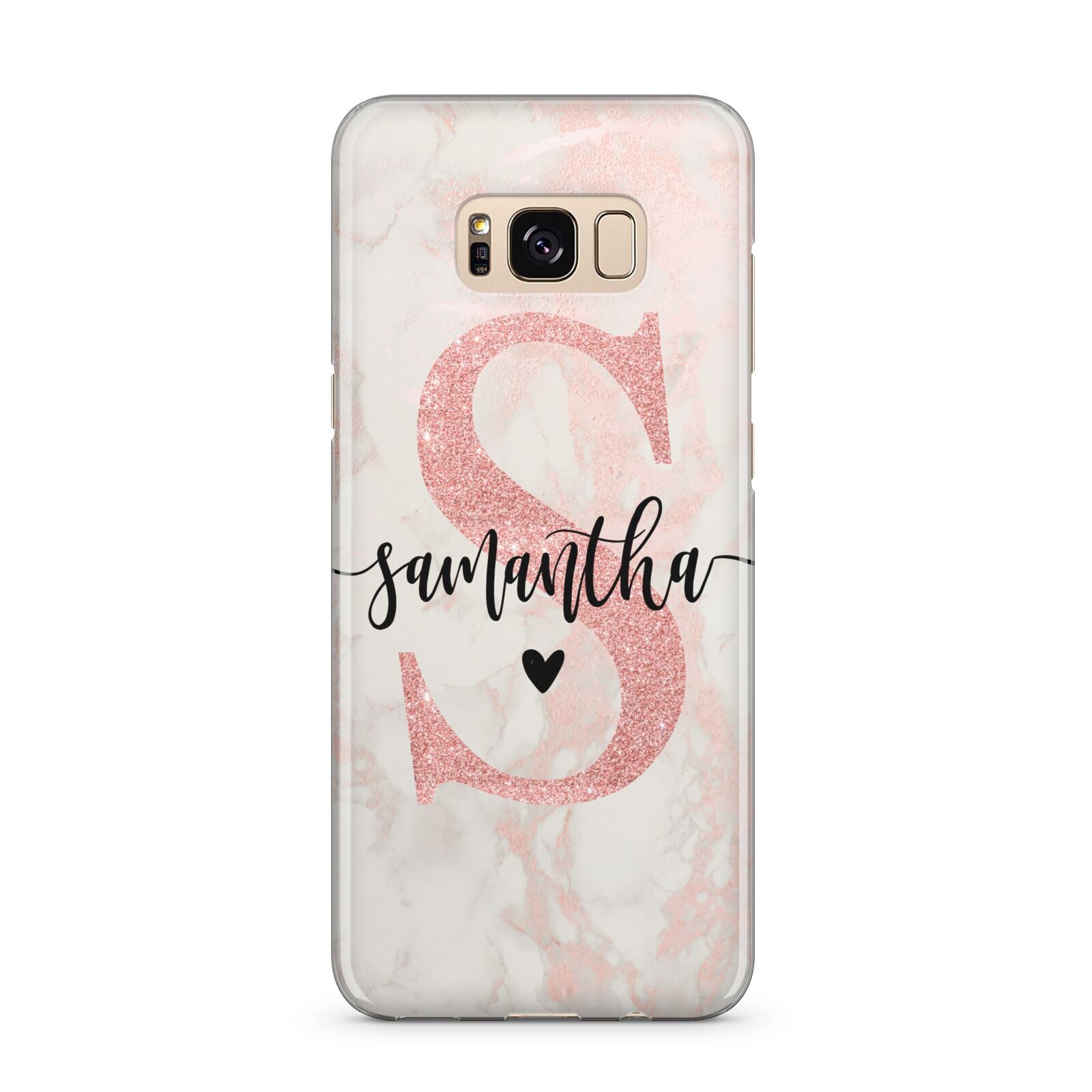 Pink Marble Glitter Monogram Personalised Name Samsung Galaxy S8 Plus Case