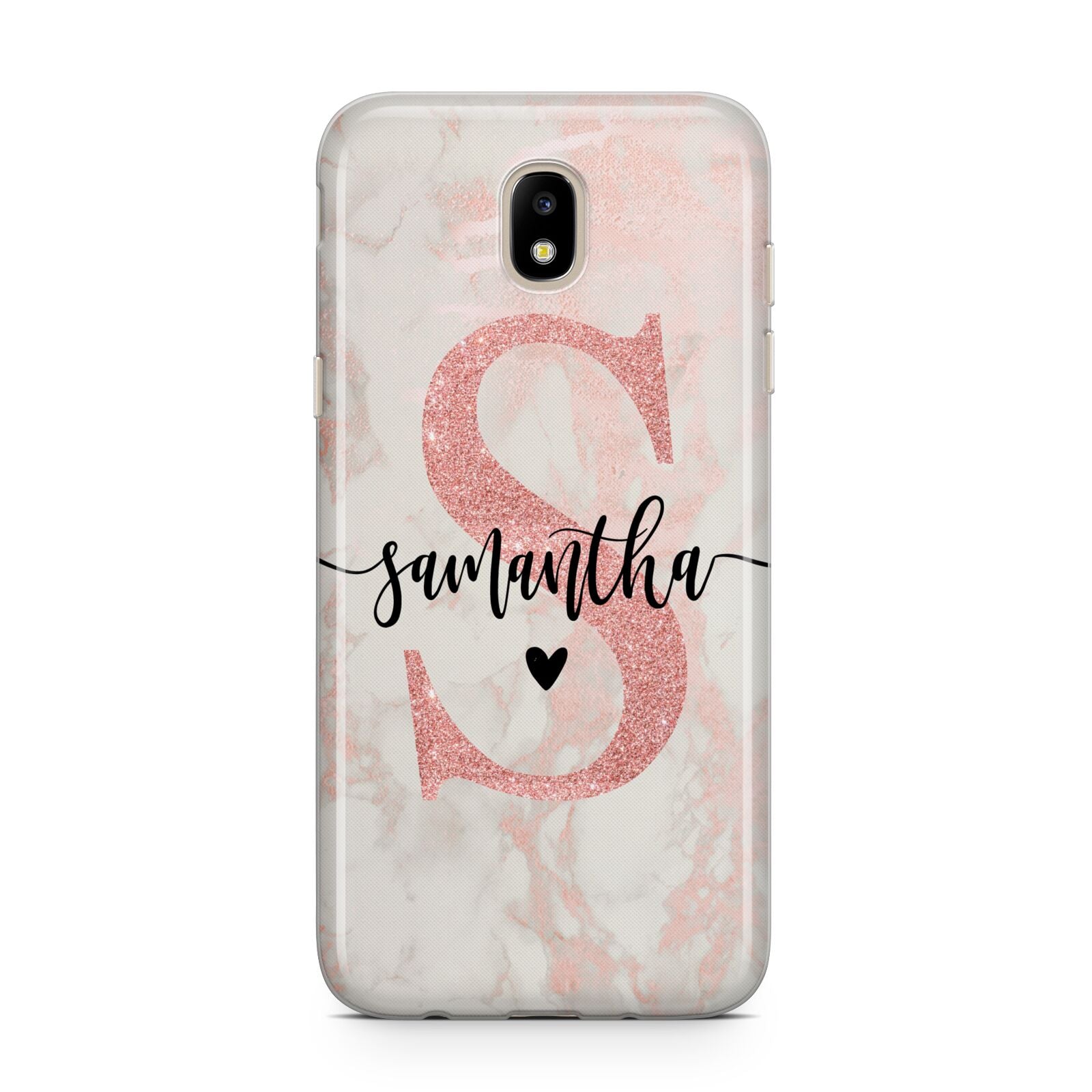 Pink Marble Glitter Monogram Personalised Name Samsung J5 2017 Case