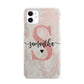Pink Marble Glitter Monogram Personalised Name iPhone 11 3D Snap Case