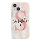 Pink Marble Glitter Monogram Personalised Name iPhone 13 Mini Full Wrap 3D Snap Case