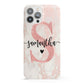 Pink Marble Glitter Monogram Personalised Name iPhone 13 Pro Max Full Wrap 3D Snap Case
