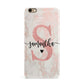 Pink Marble Glitter Monogram Personalised Name iPhone 6 Plus 3D Snap Case on Gold Phone