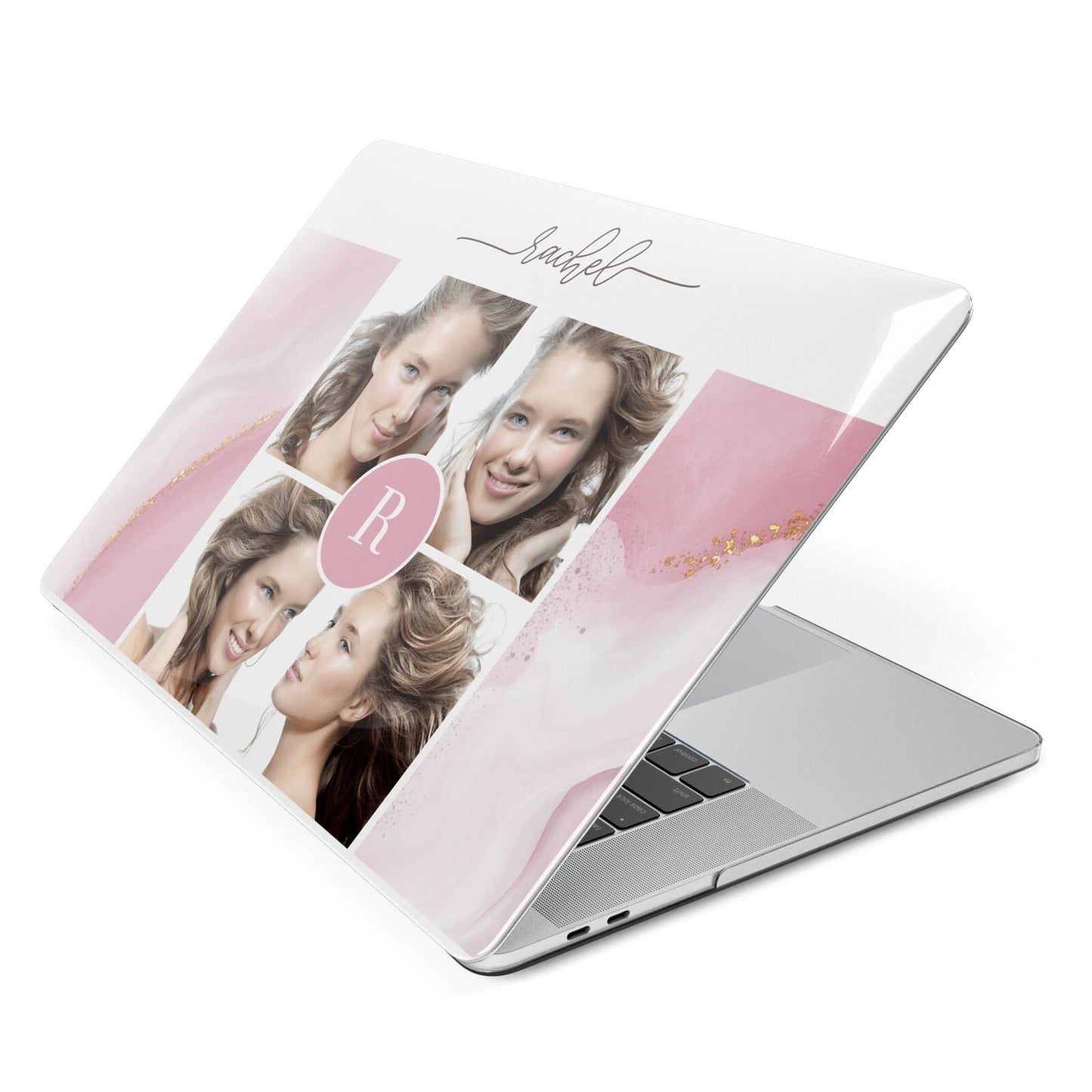 Pink Marble Personalised Photo Apple MacBook Case Side View