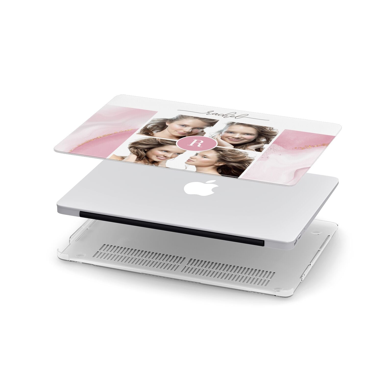 Pink Marble Personalised Photo Apple MacBook Case in Detail