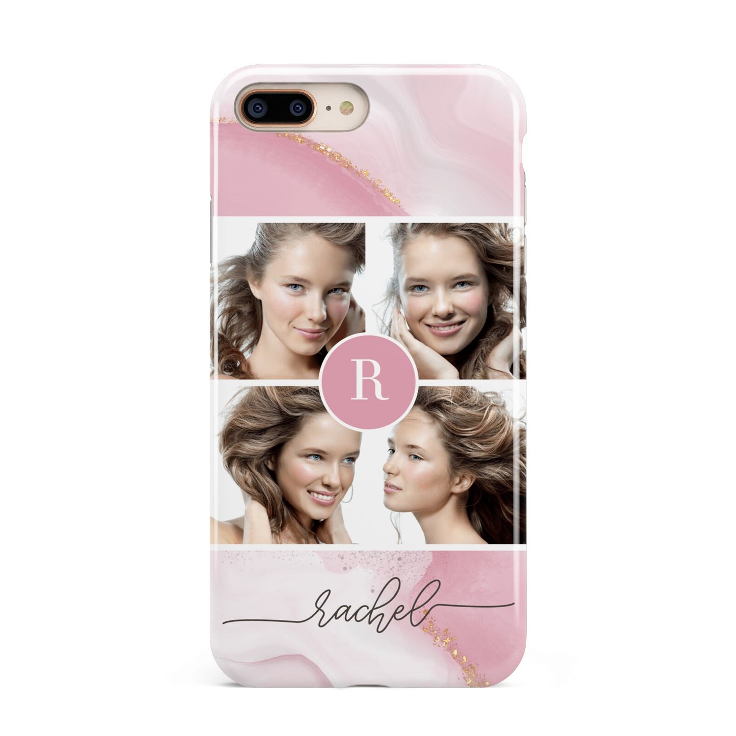 Pink Marble Personalised Photo Apple iPhone 7 8 Plus 3D Tough Case