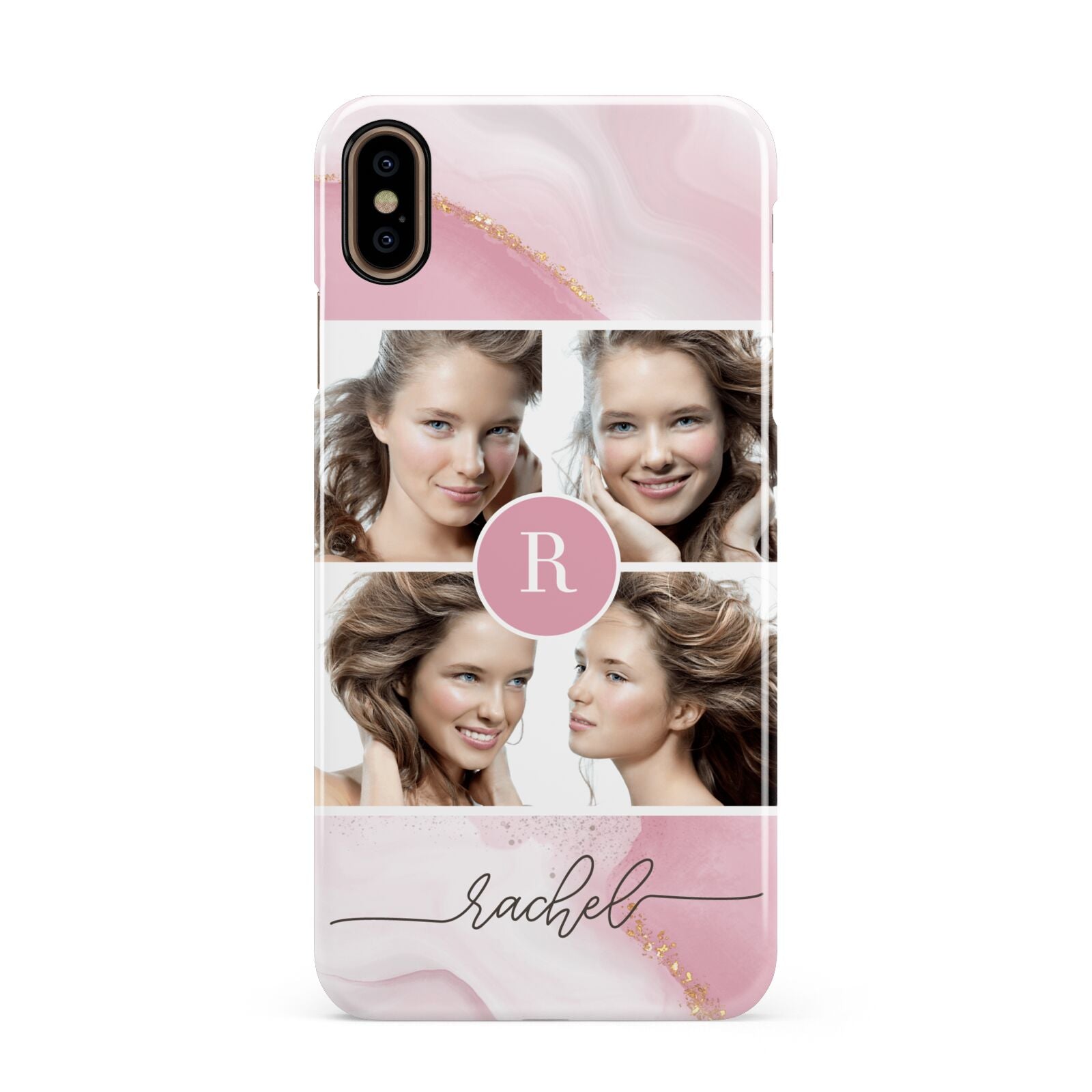 Pink Marble Personalised Photo Apple iPhone Xs Max 3D Snap Case