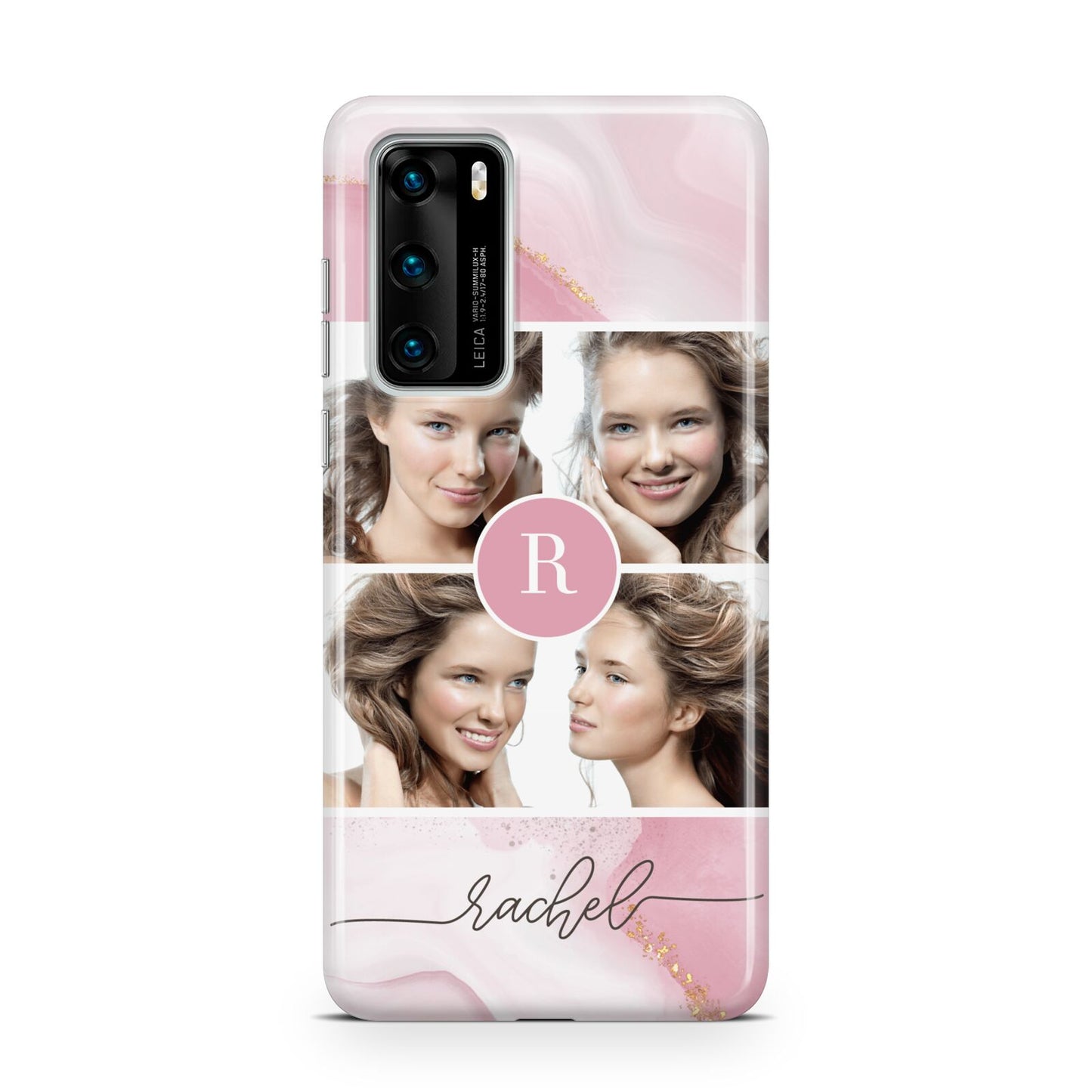 Pink Marble Personalised Photo Huawei P40 Phone Case