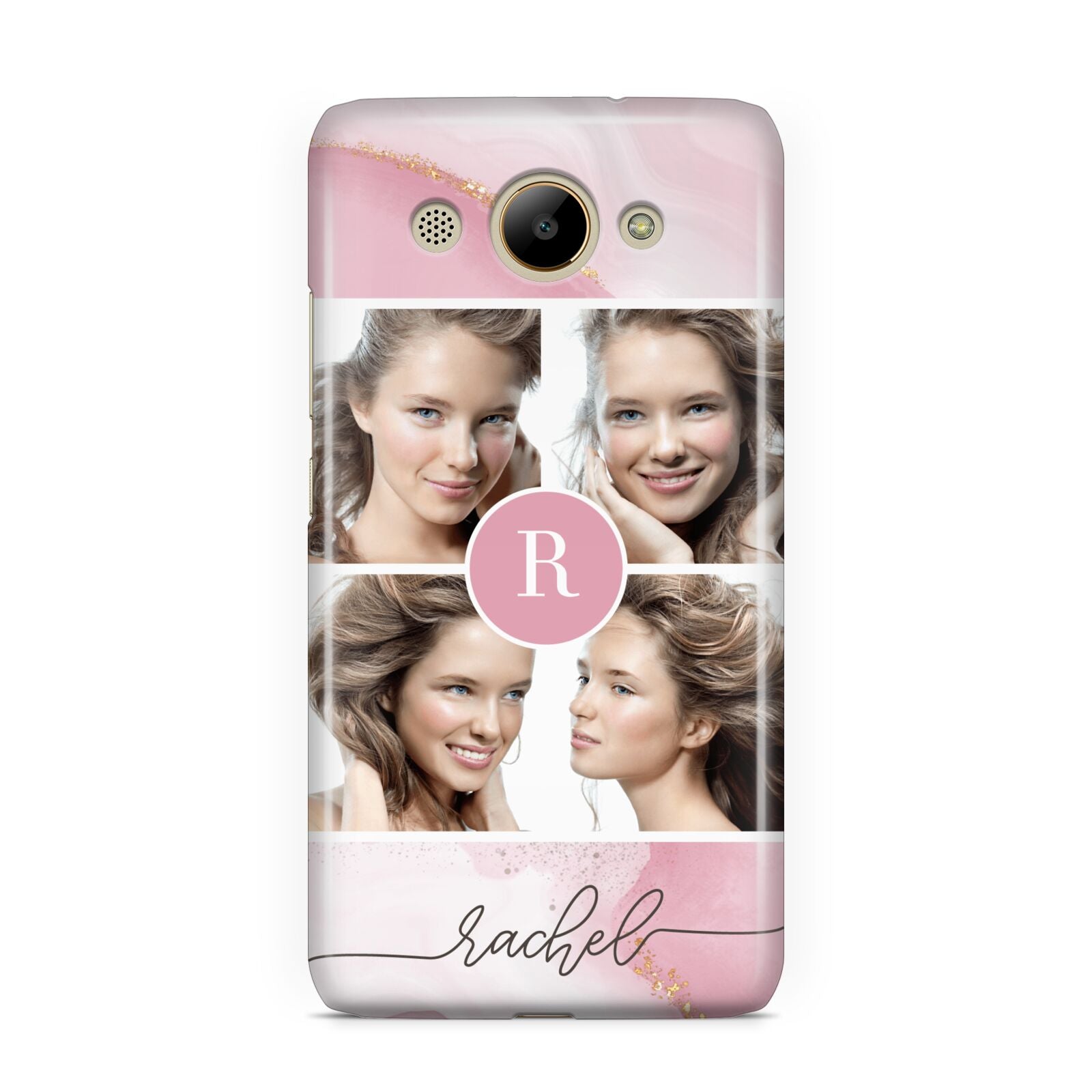 Pink Marble Personalised Photo Huawei Y3 2017