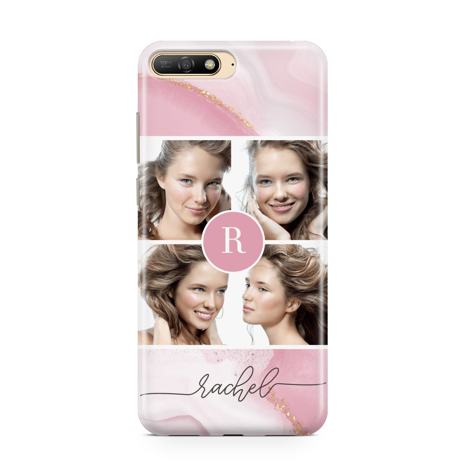 Pink Marble Personalised Photo Huawei Y6 2018