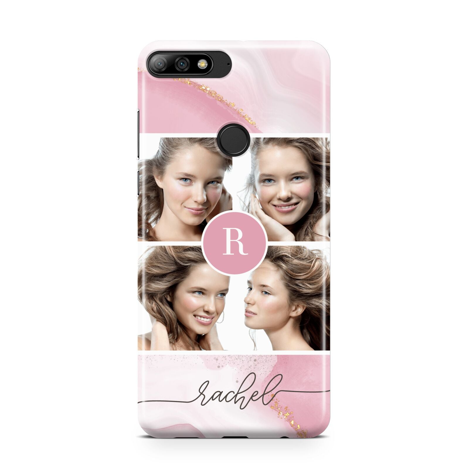 Pink Marble Personalised Photo Huawei Y7 2018