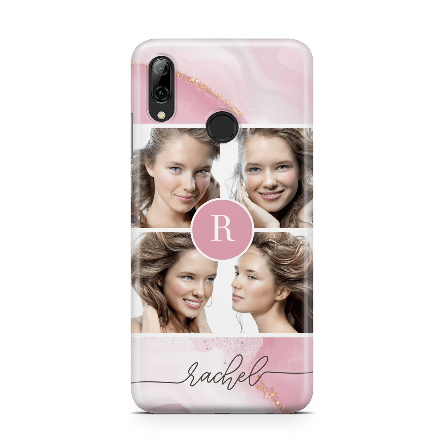 Pink Marble Personalised Photo Huawei Y7 2019