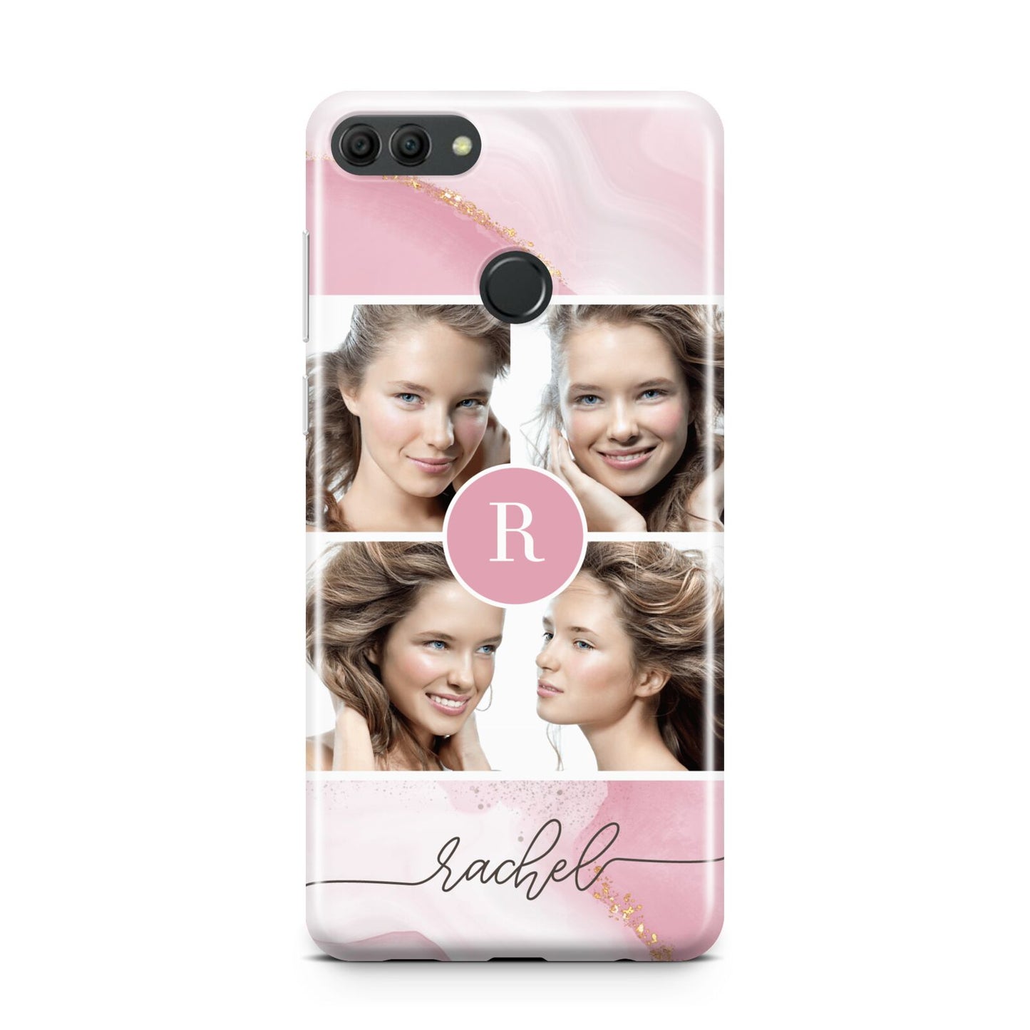 Pink Marble Personalised Photo Huawei Y9 2018