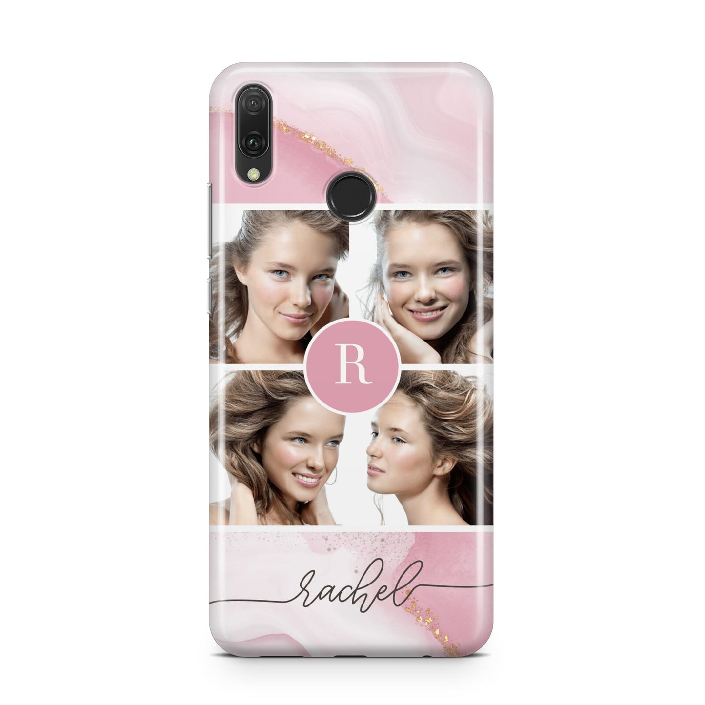 Pink Marble Personalised Photo Huawei Y9 2019