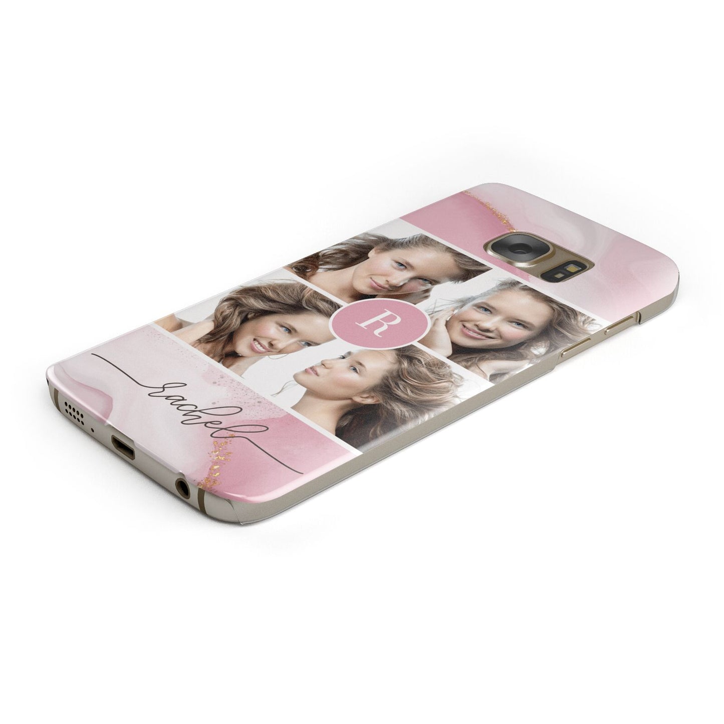 Pink Marble Personalised Photo Protective Samsung Galaxy Case Angled Image