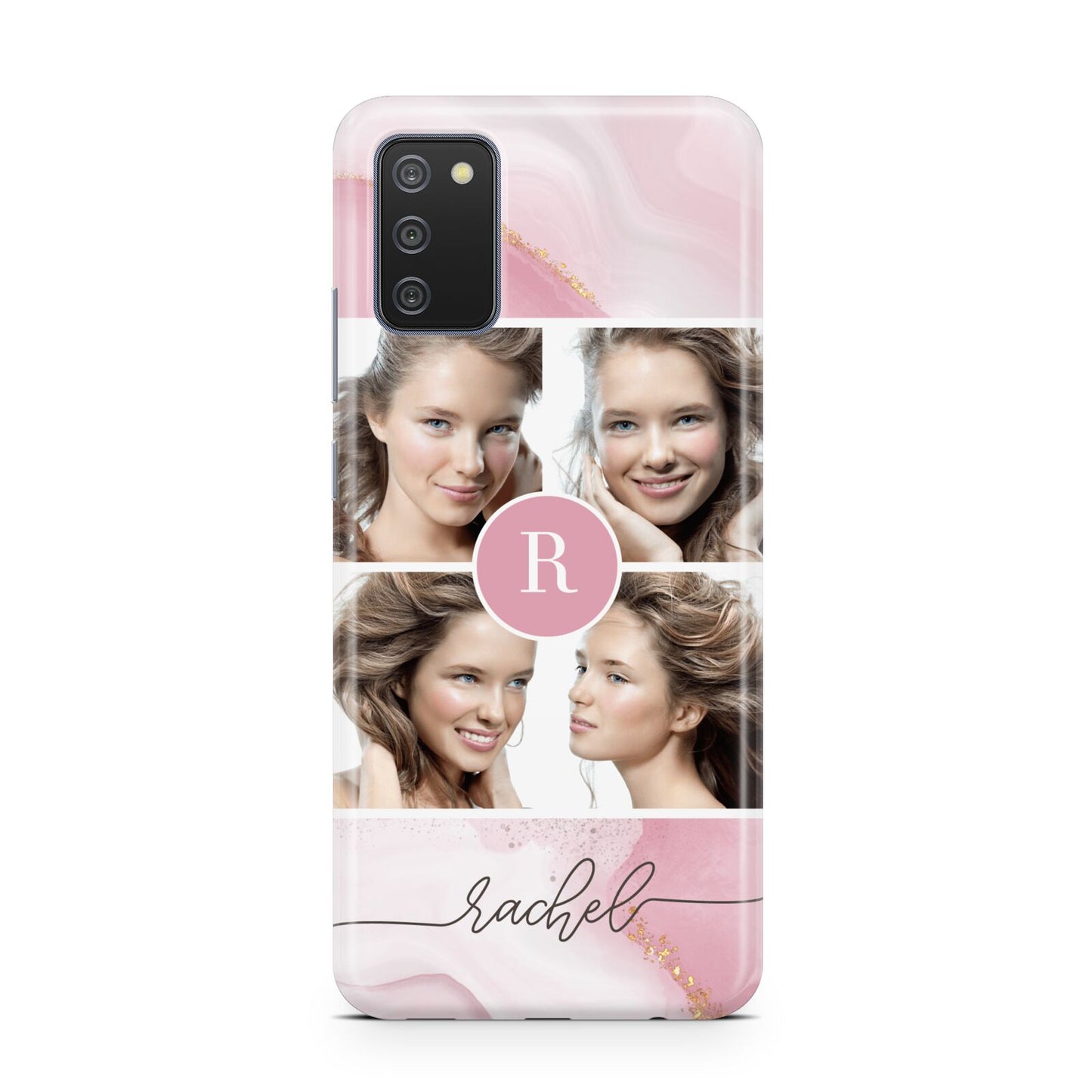 Pink Marble Personalised Photo Samsung A02s Case