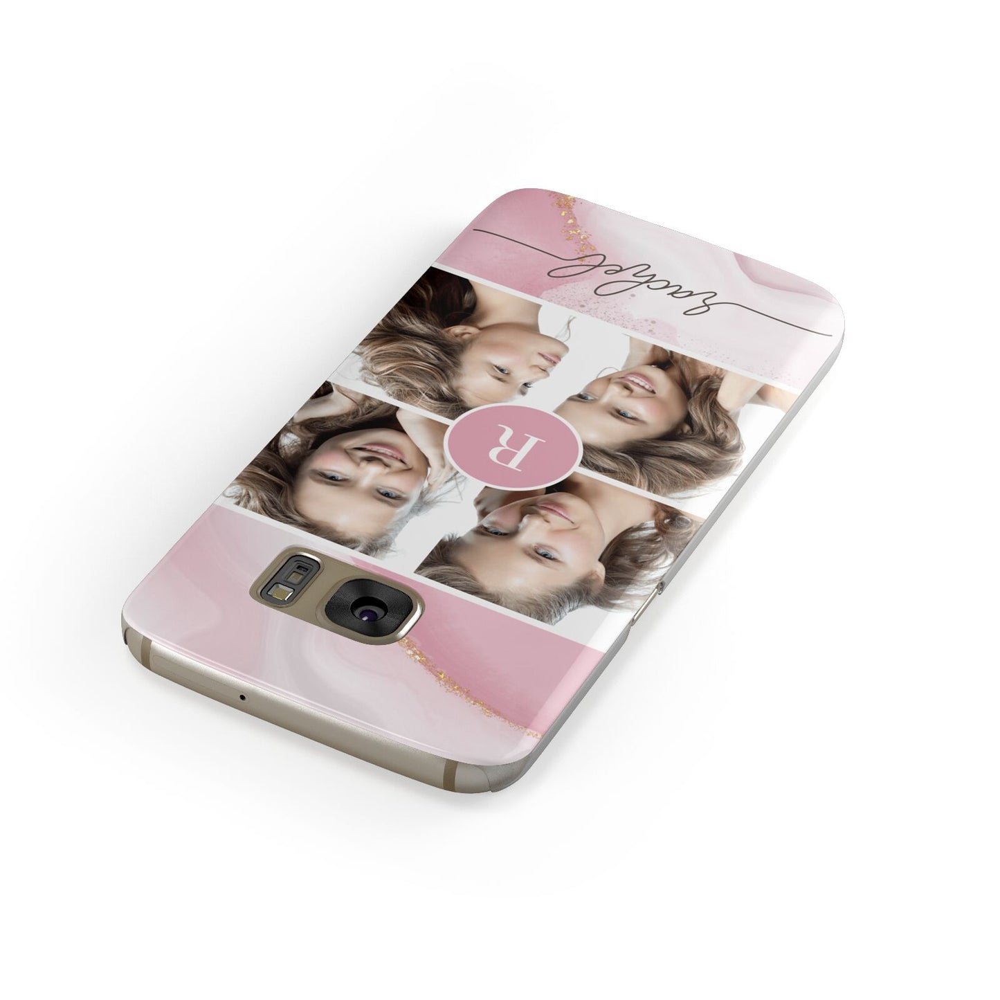 Pink Marble Personalised Photo Samsung Galaxy Case Front Close Up