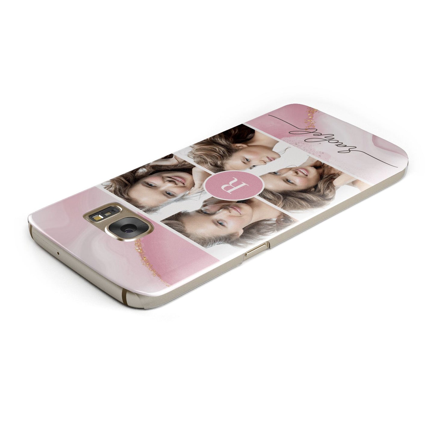 Pink Marble Personalised Photo Samsung Galaxy Case Top Cutout