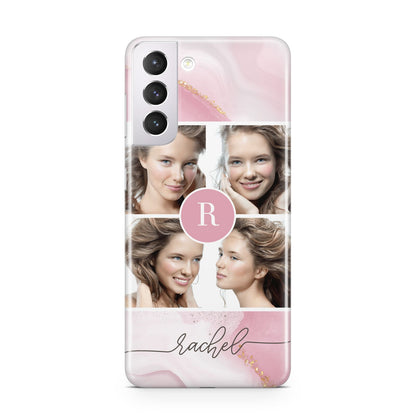 Pink Marble Personalised Photo Samsung S21 Case