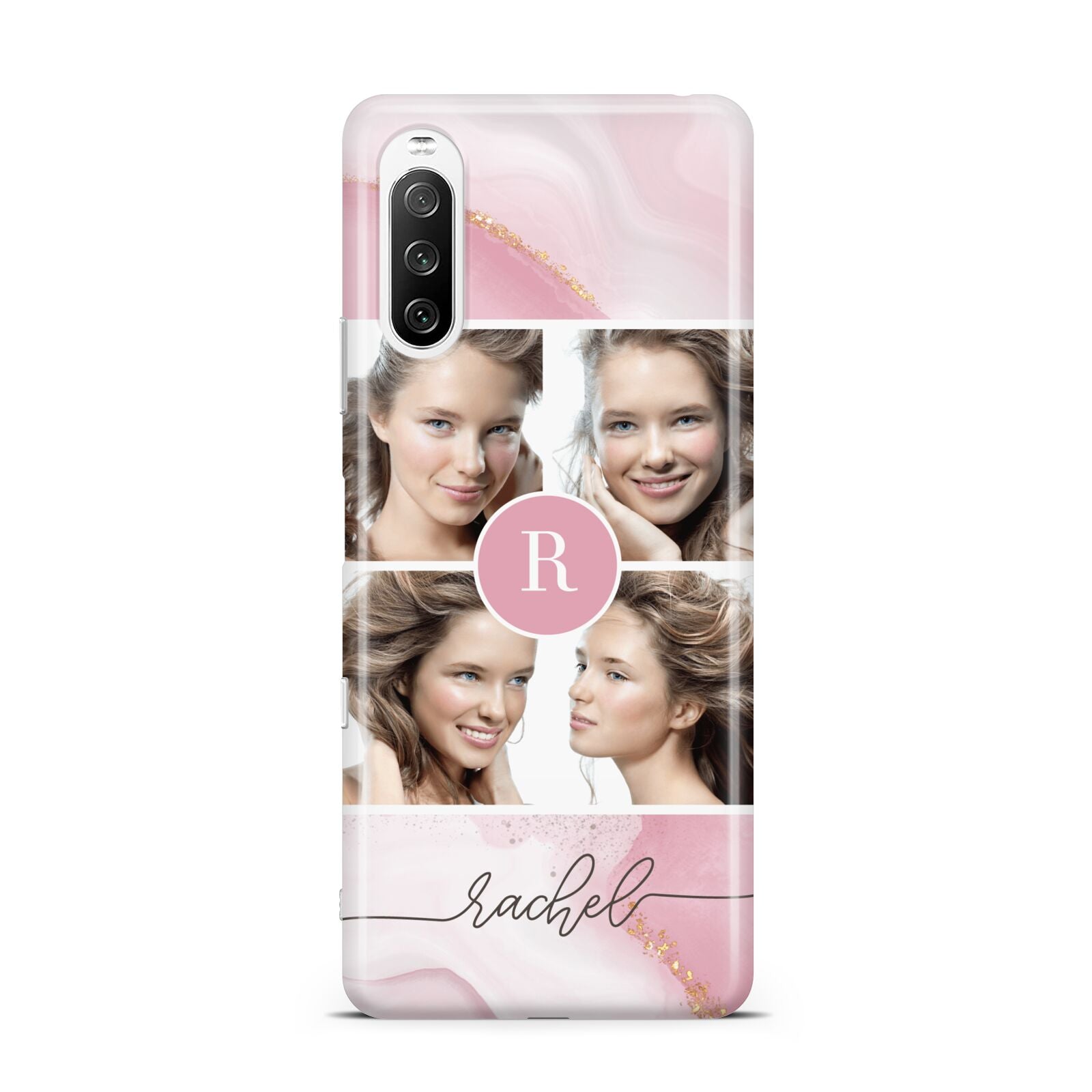 Pink Marble Personalised Photo Sony Xperia 10 III Case