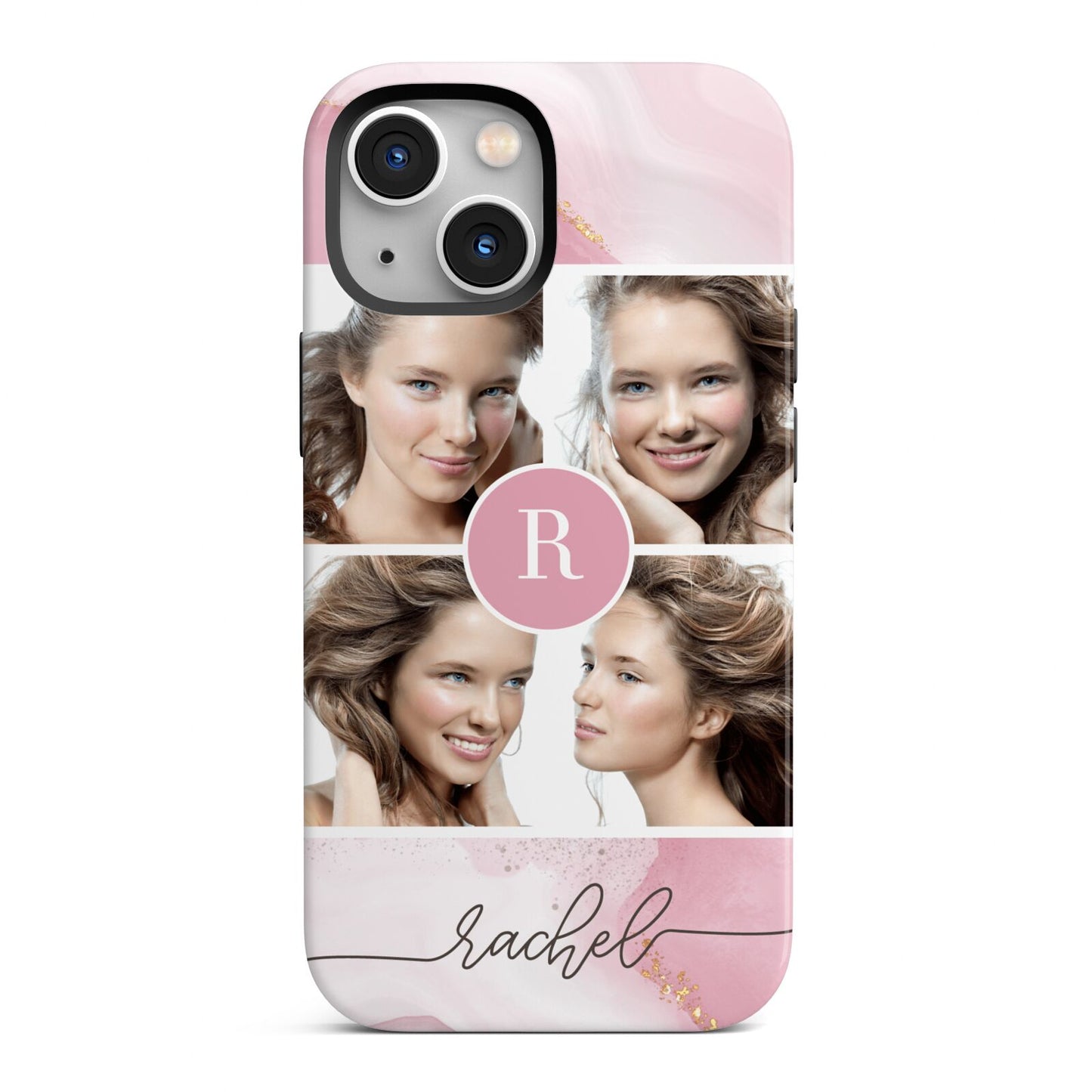 Pink Marble Personalised Photo iPhone 13 Mini Full Wrap 3D Tough Case