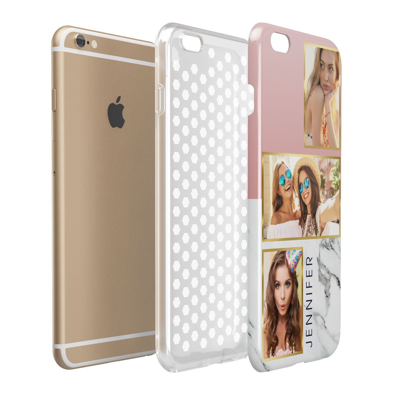 Pink Marble Photo Upload Name Apple iPhone 6 Plus 3D Tough Case