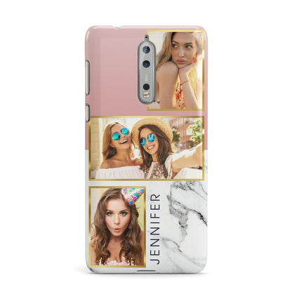 Pink Marble Photo Upload Name Nokia Case