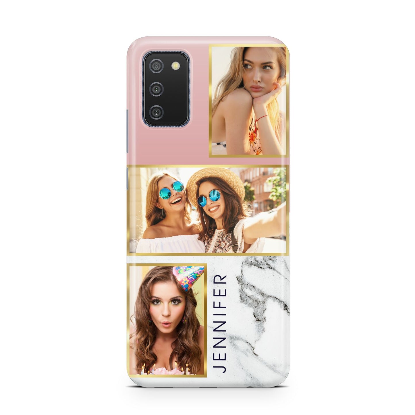 Pink Marble Photo Upload Name Samsung A02s Case