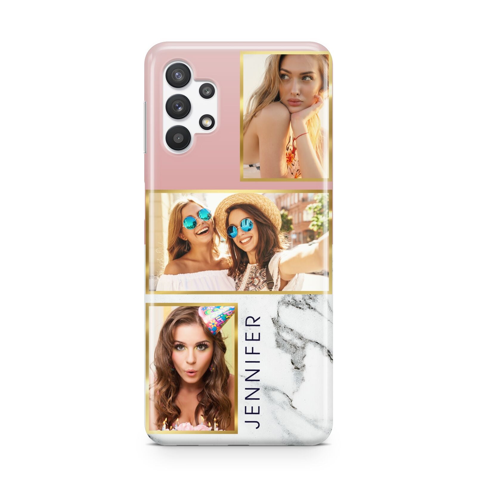 Pink Marble Photo Upload Name Samsung A32 5G Case