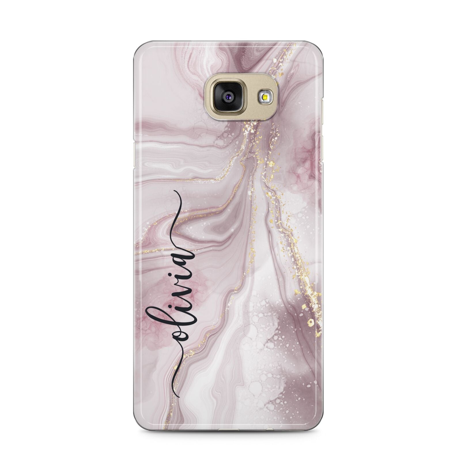 Pink Marble Samsung Galaxy A5 2016 Case on gold phone