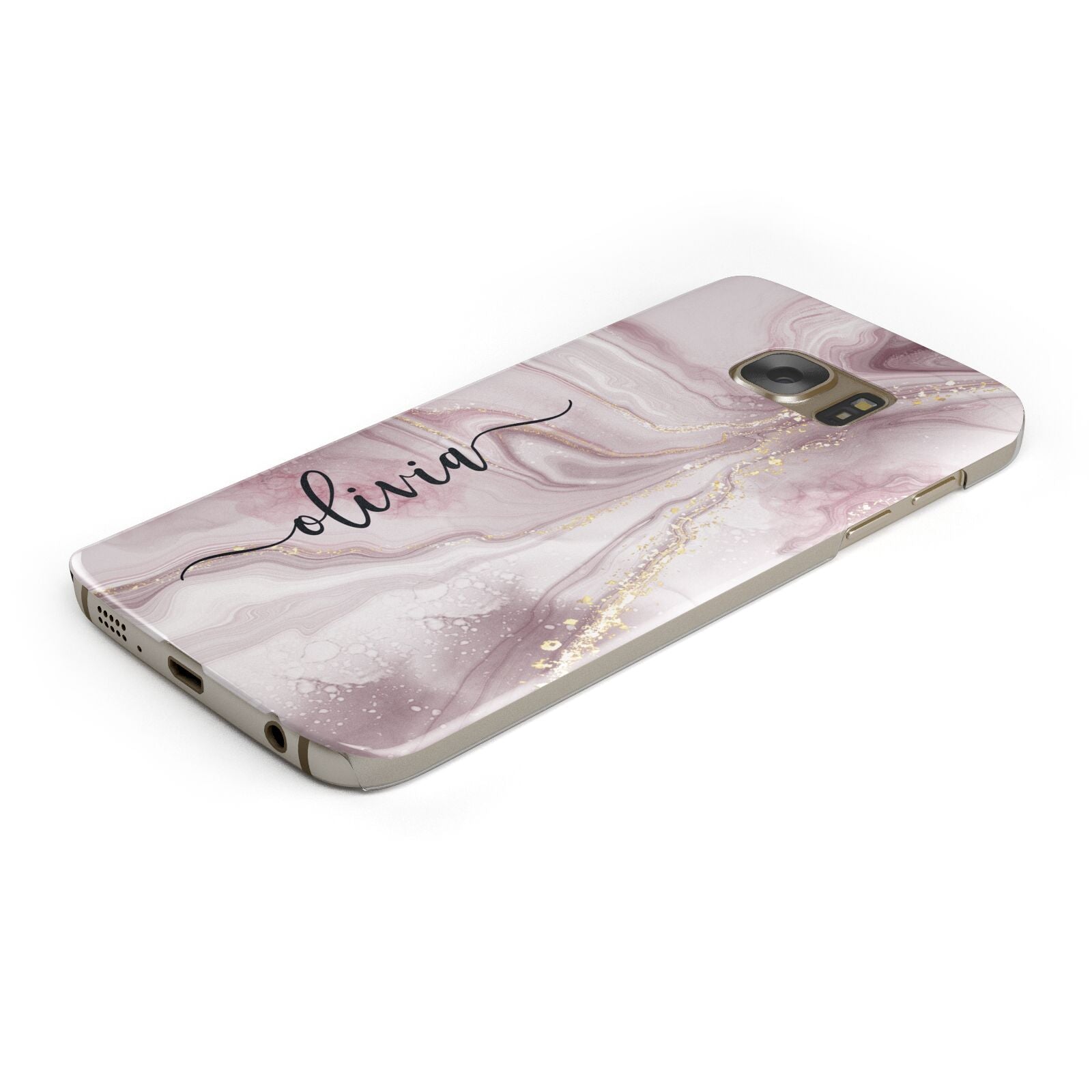 Pink Marble Samsung Galaxy Case Bottom Cutout