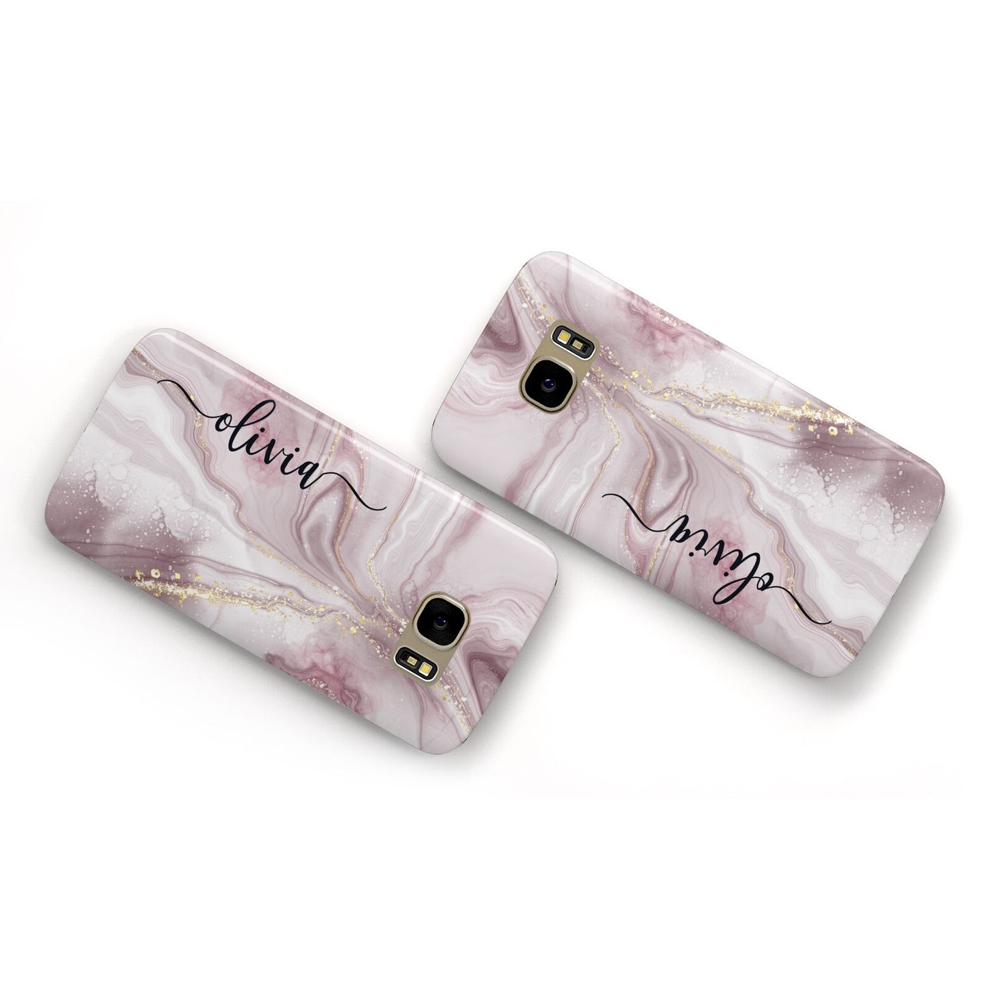 Pink Marble Samsung Galaxy Case Flat Overview