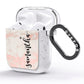 Pink Marble Vertical Black Personalised Name AirPods Glitter Case Side Image