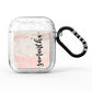 Pink Marble Vertical Black Personalised Name AirPods Glitter Case