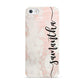 Pink Marble Vertical Black Personalised Name Apple iPhone 5 Case