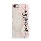 Pink Marble Vertical Black Personalised Name Apple iPhone 7 8 3D Snap Case