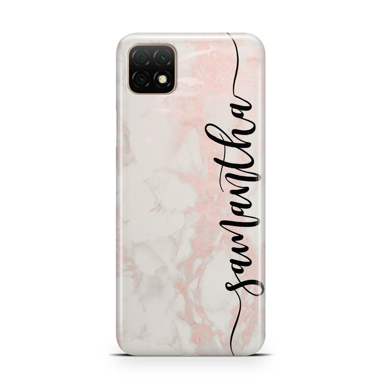 Pink Marble Vertical Black Personalised Name Huawei Enjoy 20 Phone Case