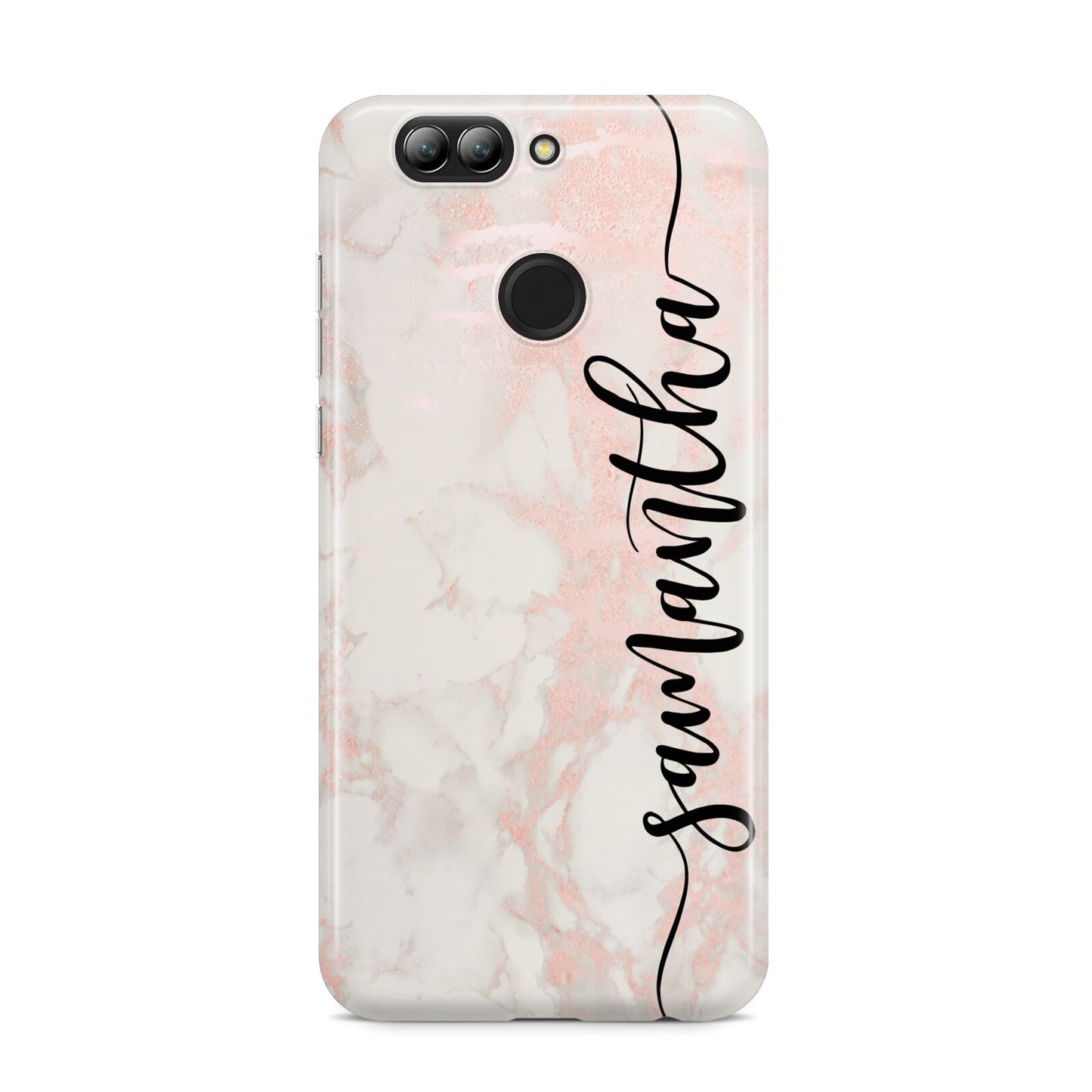 Pink Marble Vertical Black Personalised Name Huawei Nova 2s Phone Case