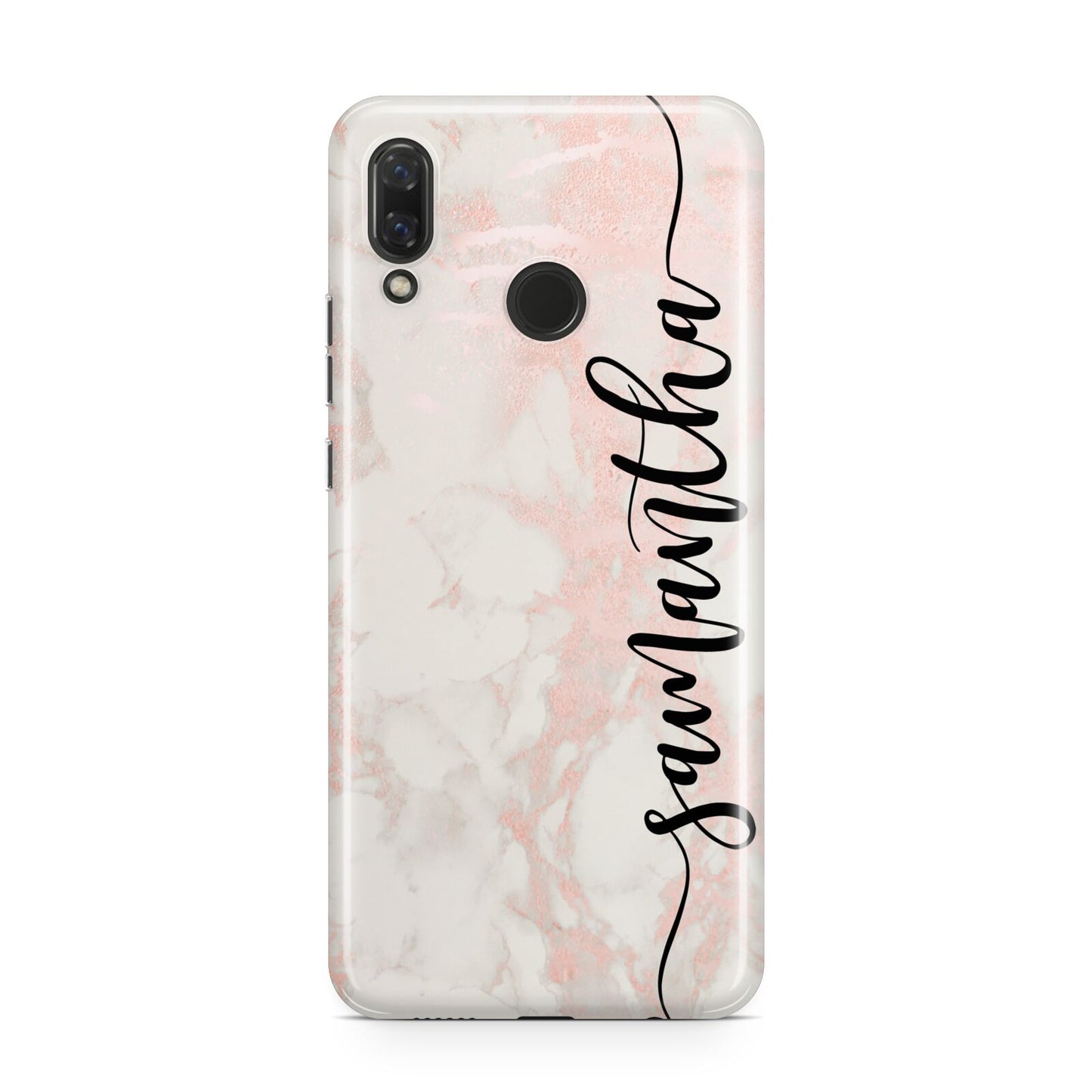 Pink Marble Vertical Black Personalised Name Huawei Nova 3 Phone Case