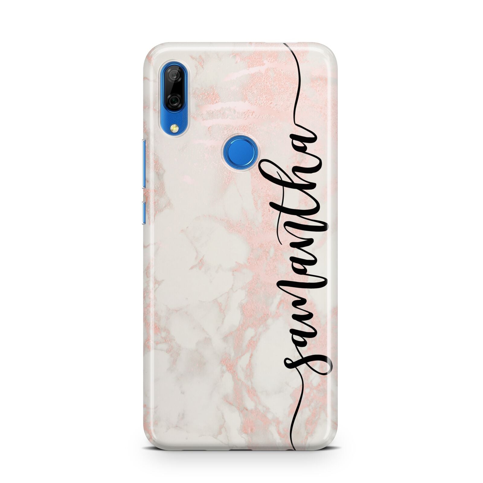 Pink Marble Vertical Black Personalised Name Huawei P Smart Z