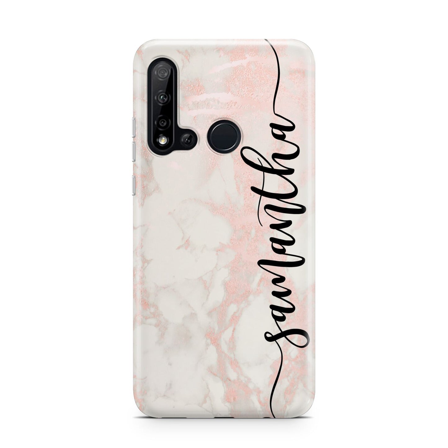 Pink Marble Vertical Black Personalised Name Huawei P20 Lite 5G Phone Case