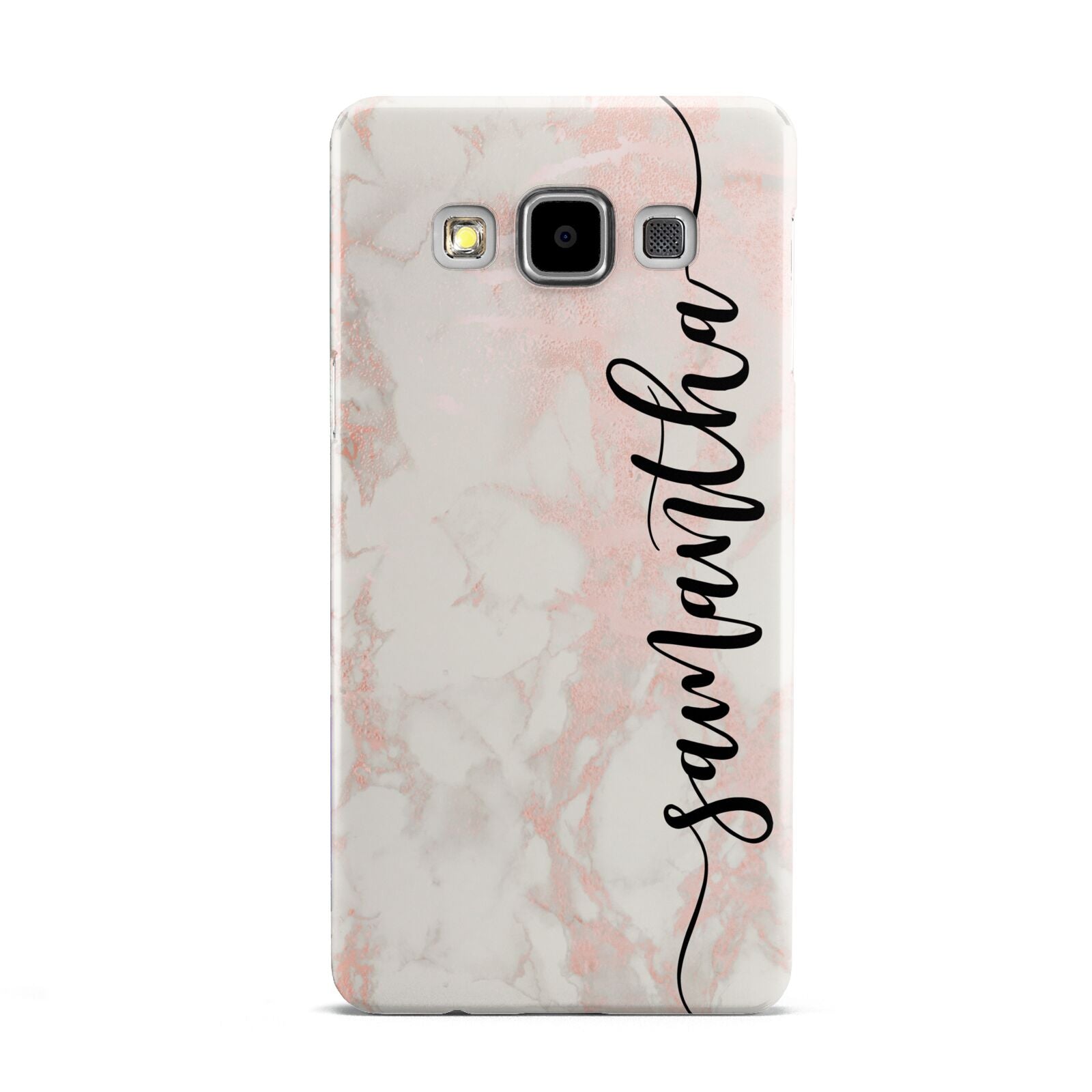 Pink Marble Vertical Black Personalised Name Samsung Galaxy A5 Case